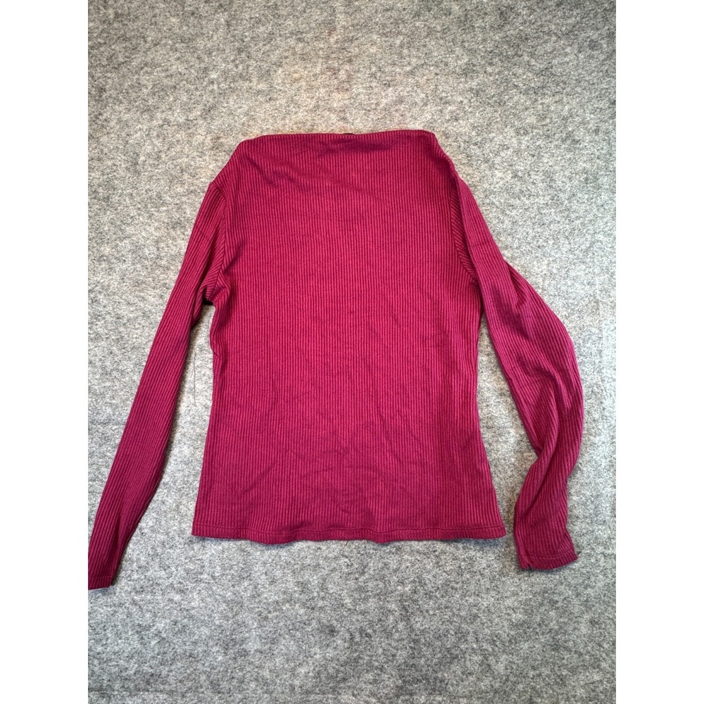 Banana Republic Womens Small Red Ribbed Long Sleeve Top Boat Neck Pullover